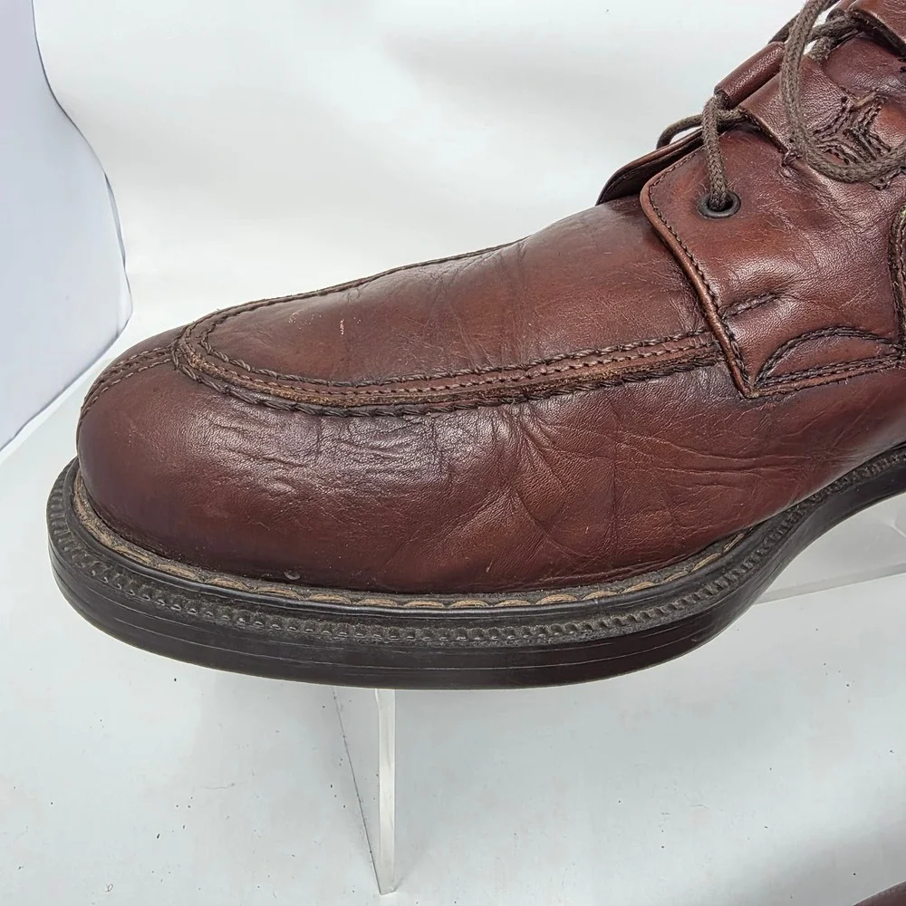 Bacco Bucci Chukka Boots Mens 10.5 Brown Leather Moc Toe Made in Italy Good